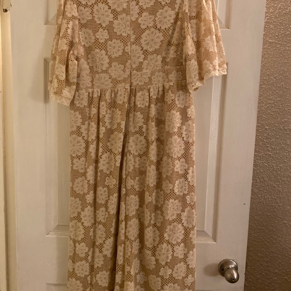 Cream Lace Midi Dress